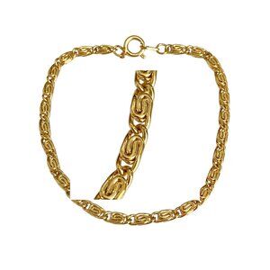 Vintage Gold Byzantine Chain Bracelet 7.5" Plated New Swirl Womens Hong Kong
